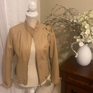 Leather jacket with gold zipper